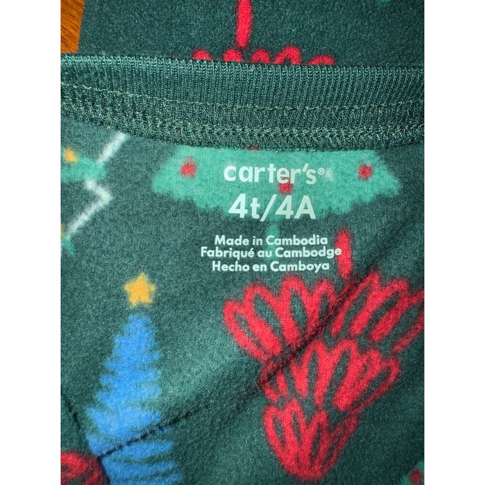 Carter’s Toddler Christmas Tree Fleece Footed Pajamas Green, Size 4T - Picture 5 of 6